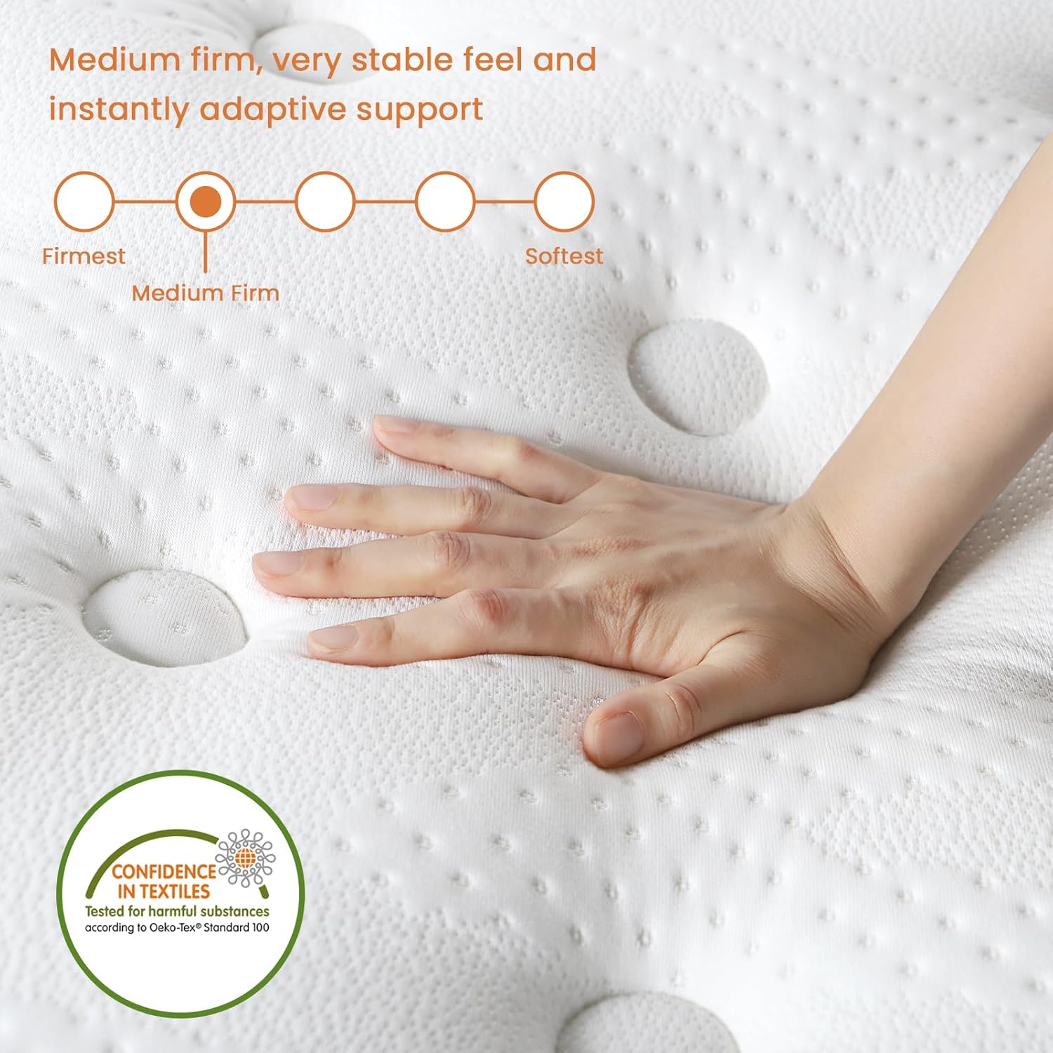 Detalle de Uliyati 4FT6 Double Mattress: 10-Inch Gel Memory Foam Hybrid with 7-Zone Orthopaedic Pocket Springs