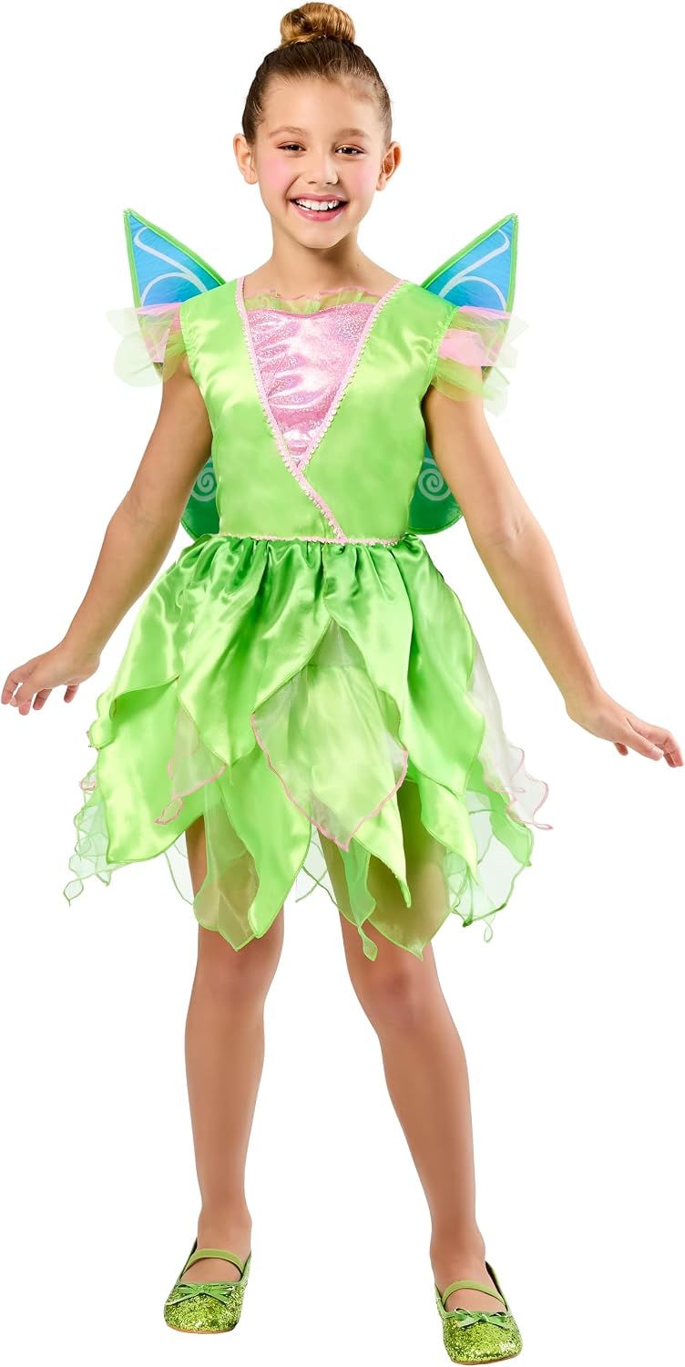 Detalle de Party City Disney Tinker Bell Costume Dress for Girls, Sequin Bodice, Detachable Wings