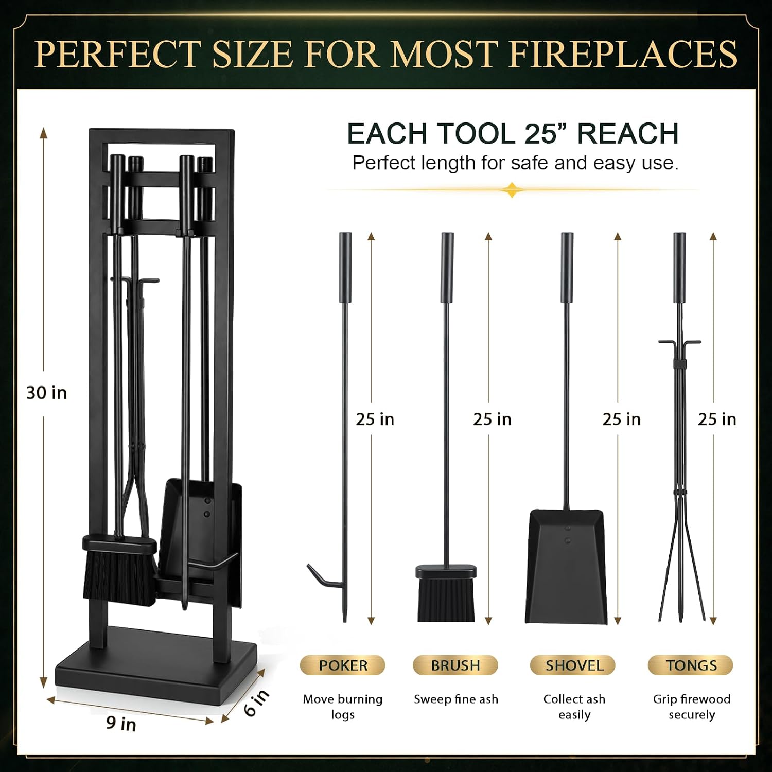Detalle 2 de FEED GARDEN Fireplace Tools Set 30 Inch