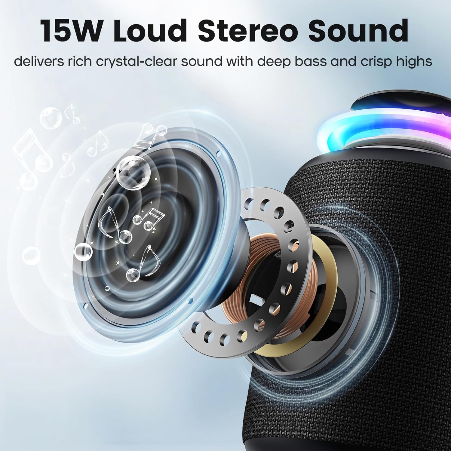 Detalle 2 de Bluetooth Speaker 15W, 2500mAh Portable Speaker 📢