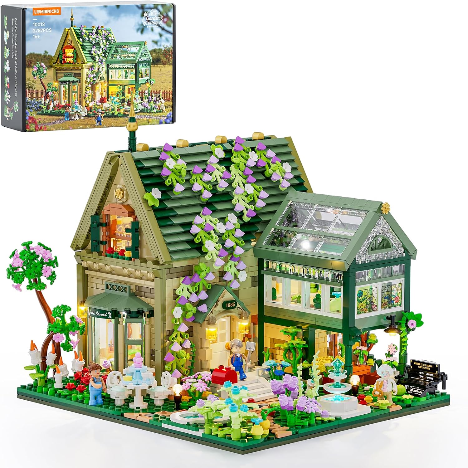 Detalle de Lumibricks Garden Cottage Lighting Building Bricks Set (2787 Pcs): A Detailed Build for Garden Enthusiasts