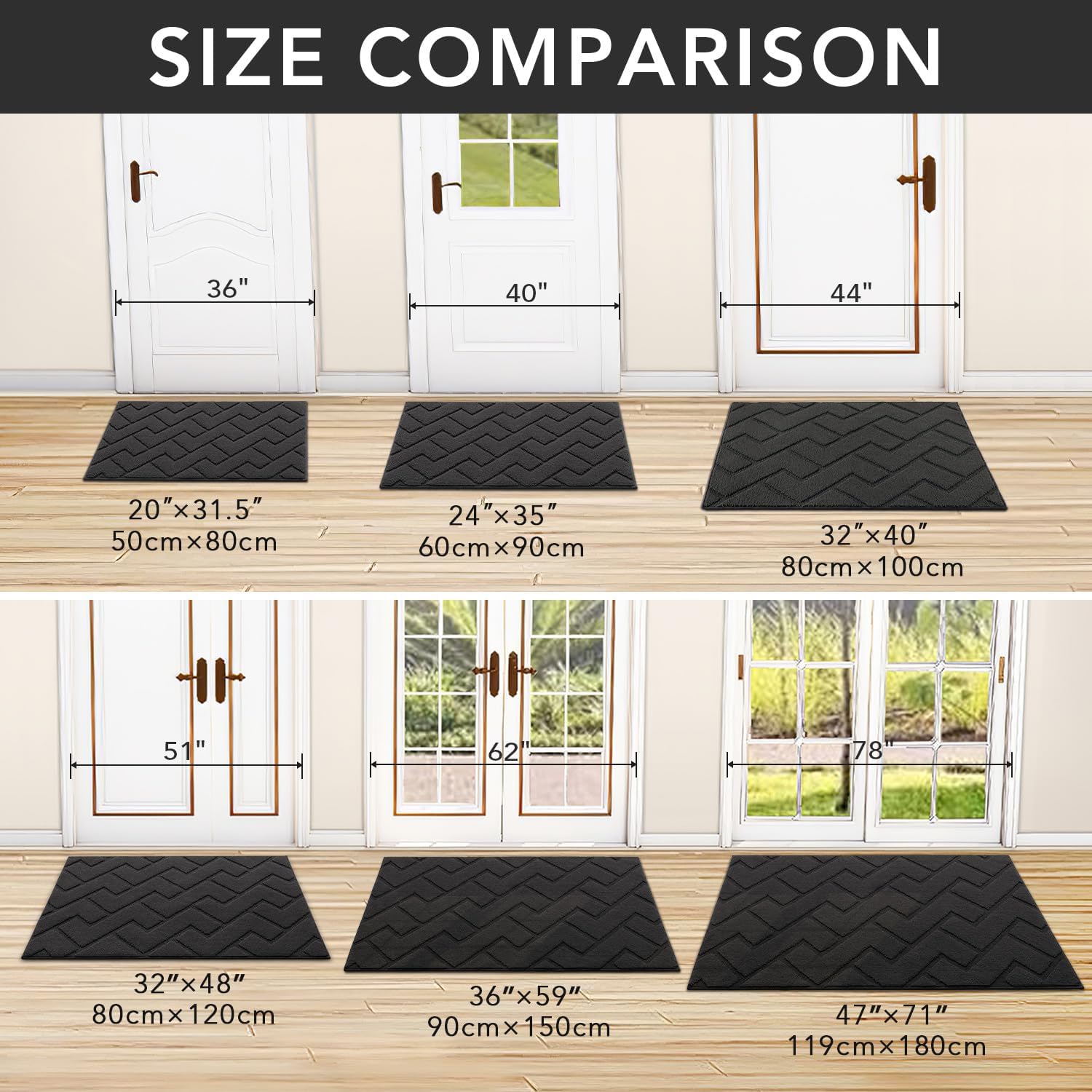 Thumbnail 2 de Biscpro Door Mat 90x150cm – Indoor Washable, Non-Slip Absorbent Entrance Rug
