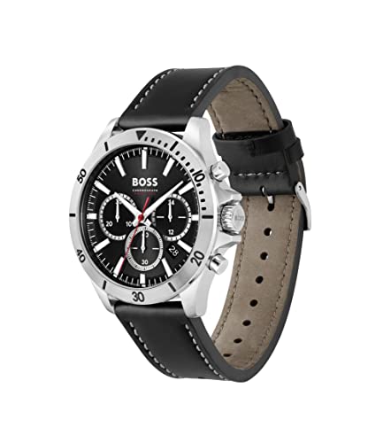 Detalle 2 de BOSS Montre Chronographe à Quartz pour Homme – Troper avec bracelet en cuir noir ou acier inoxydable