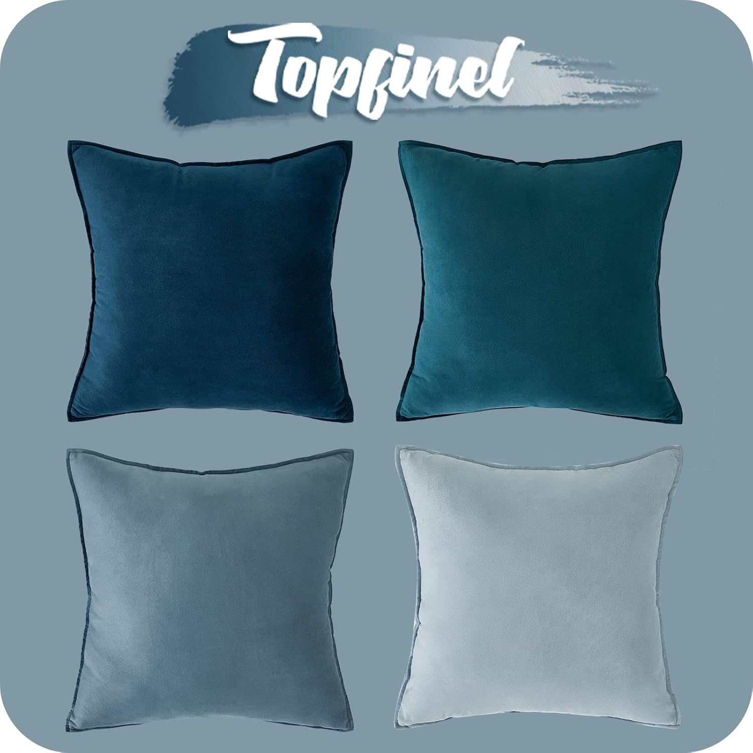 Thumbnail 5 de Topfinel Housse coussin 60x60 bleu — housse décorative velours 🛋