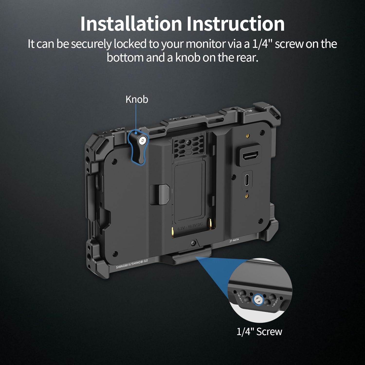 Detalle de Nitze Shinobi 2 Cage für Atomos Shinobi II/Shinobi Go (JT-A07A) – Monitorkäfig mit NATO-Schiene