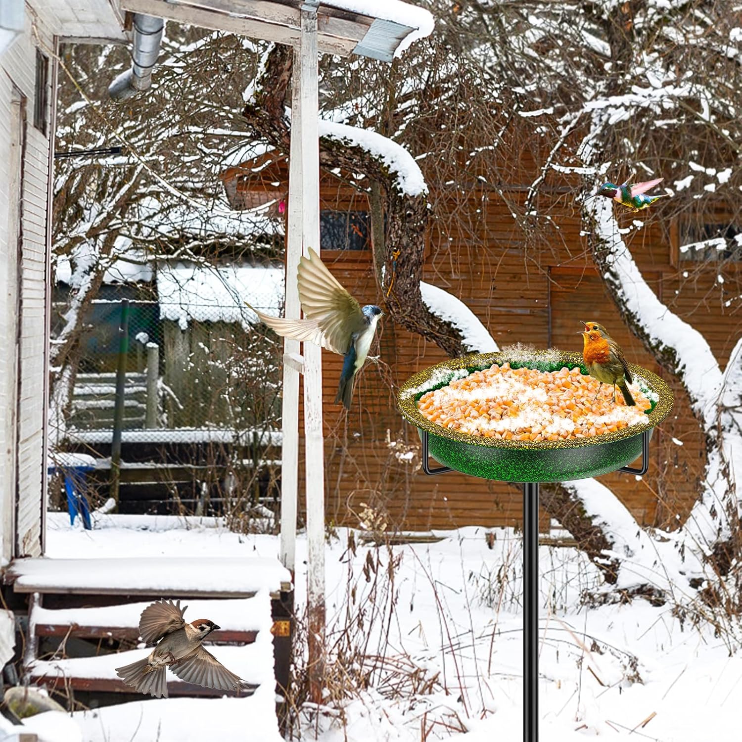 Thumbnail 6 de FaloStwer 40In Vogeltränke Stehend aus Metall – Frostsicheres Vogelbad für den Garten