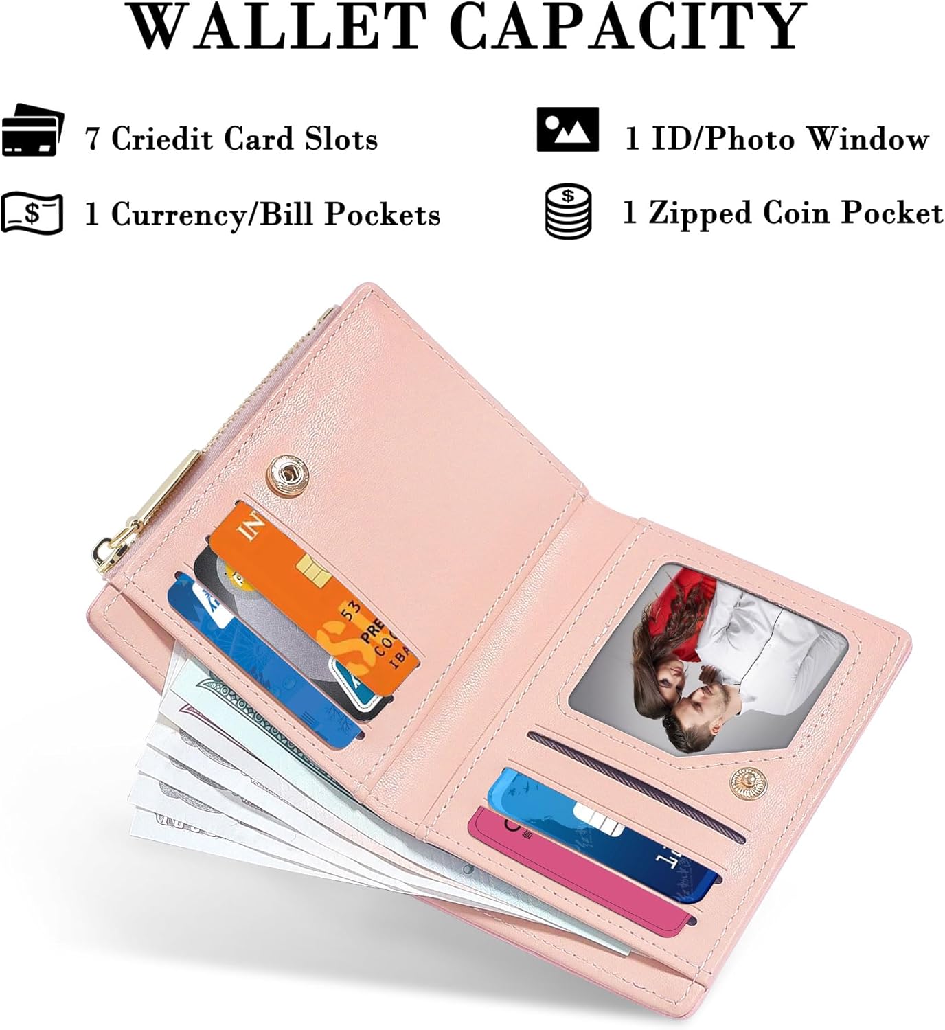 Thumbnail 1 de SNCCJ Cute Wallets for Women Bifold RFID Blocking Wallet with Zipper Coin Pocket (Unicorn Pink)
