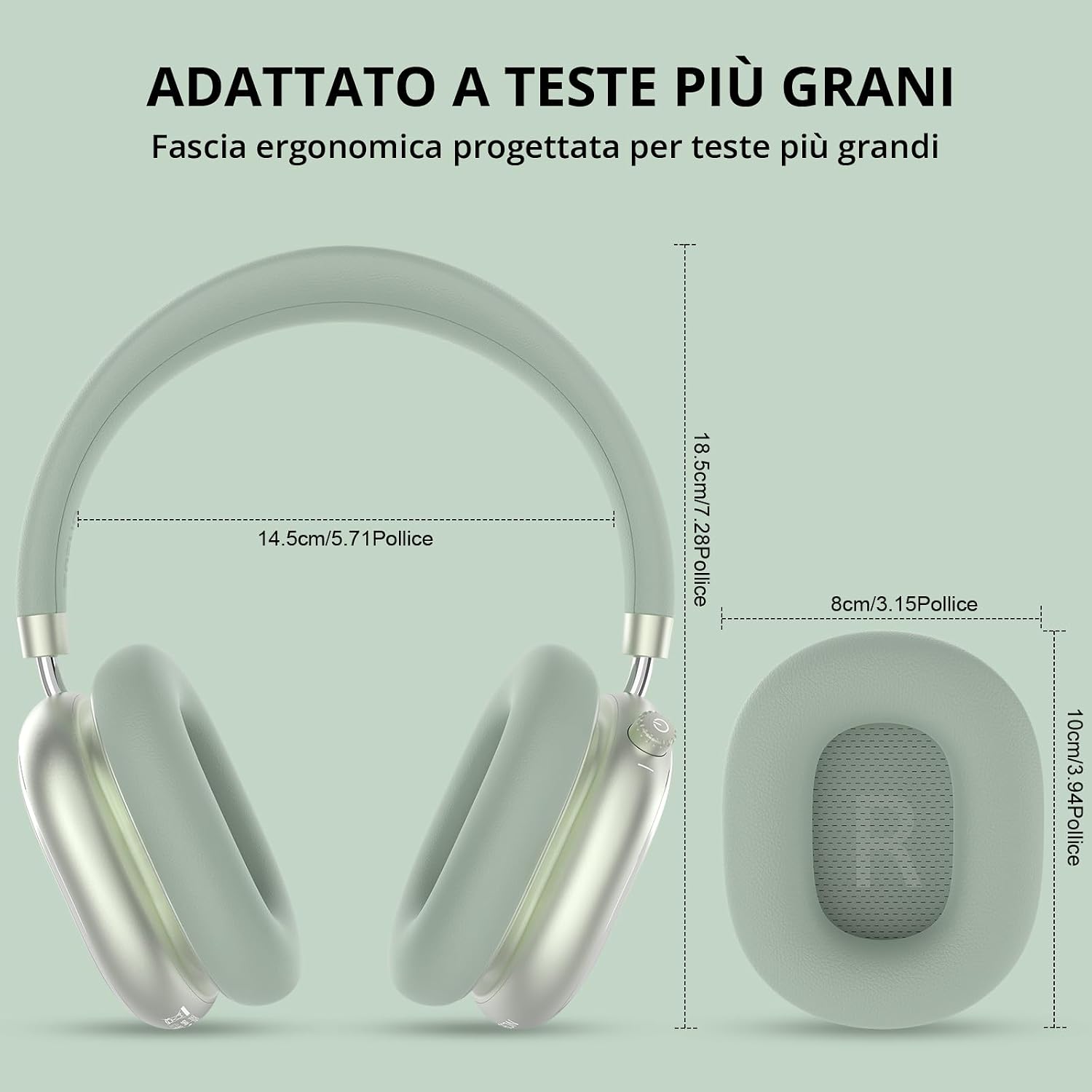 Detalle de FOFUN NC95: Cuffie Wireless Over-Ear con ANC, 120 ore di riproduzione e controllo a manopola