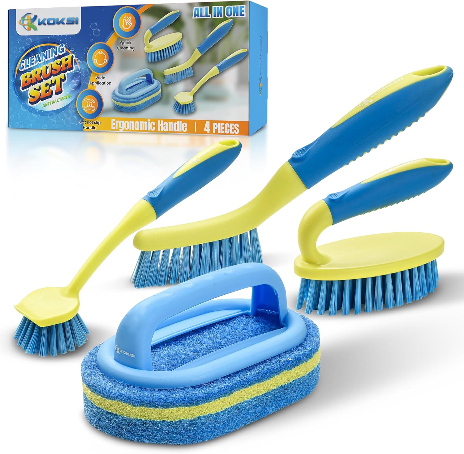 Thumbnail 5 de KOKSI 2-Piece Cleaning Brush Set with Ergonomic Handle for Bathroom, Kitchen, Shower, and Toilet