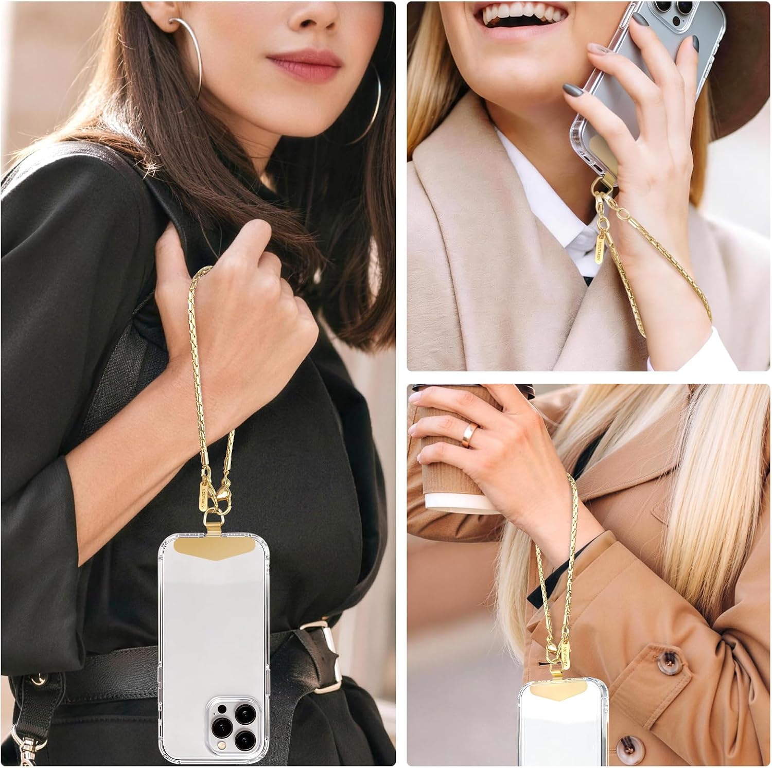 Thumbnail 5 de MOUTAKEY Phone Wrist Strap Metal Wristlet — Detachable Chain with Two Tether Tabs for Hands‑Free Carry