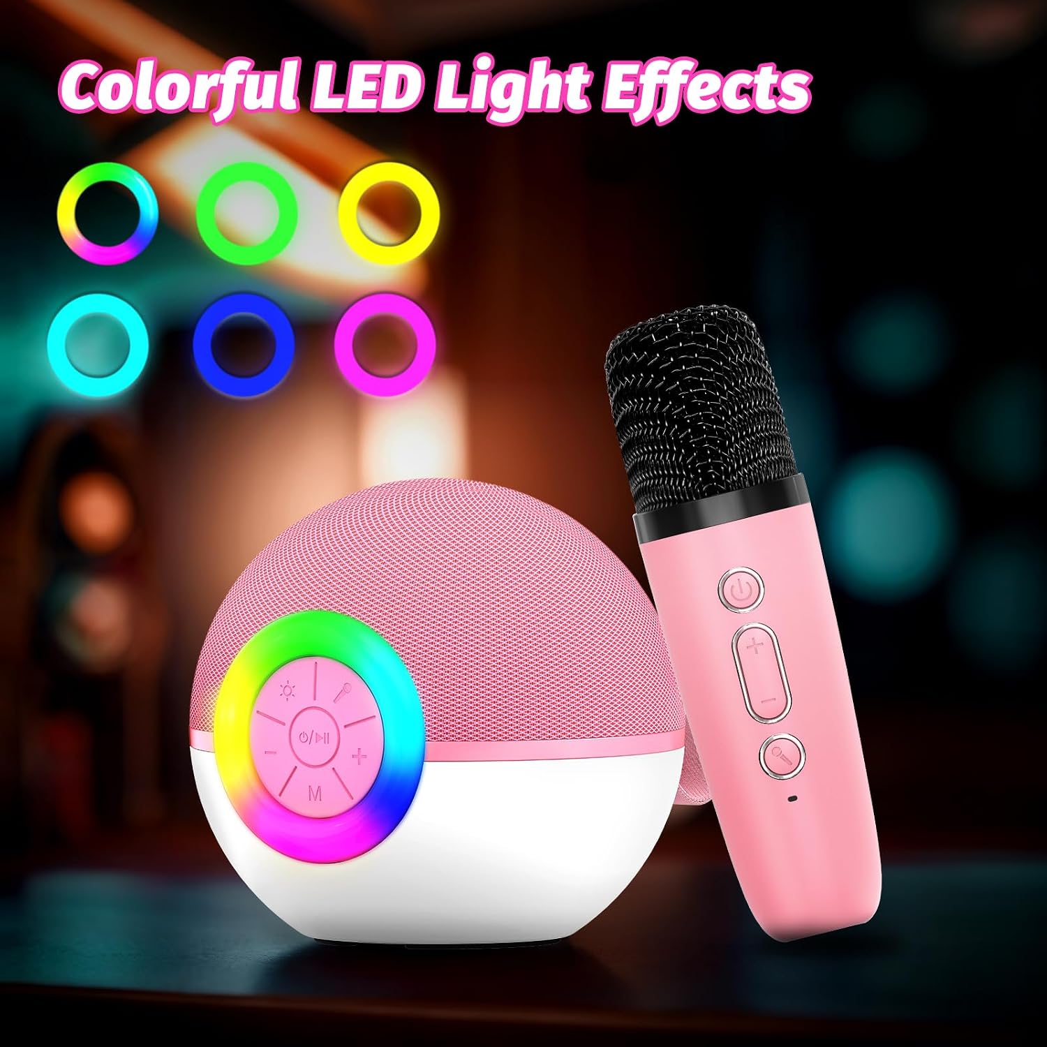 Thumbnail 5 de goopow T97 Mini Karaoke Machine with Bluetooth, Wireless Mics and LED Lights