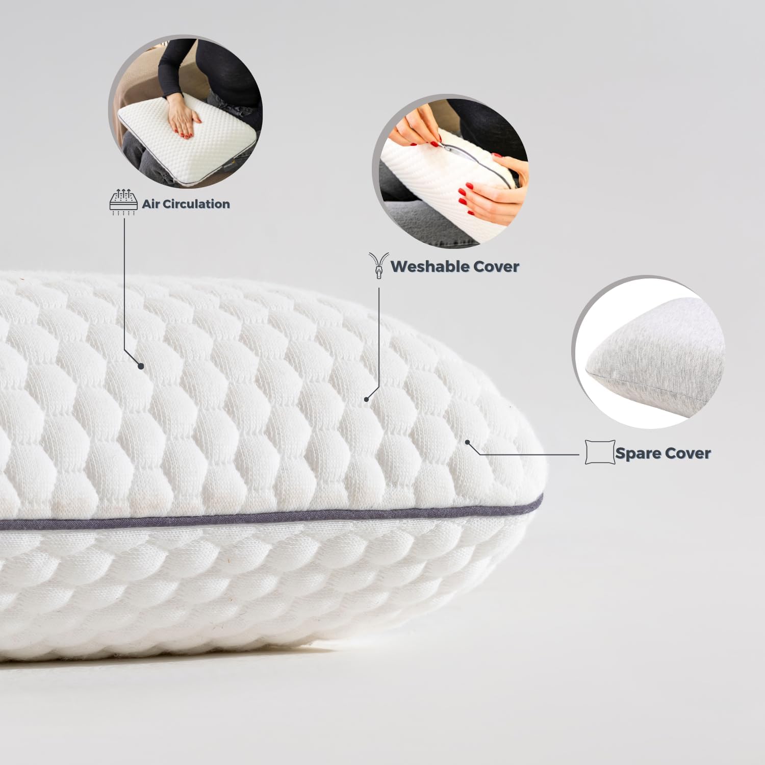 Detalle de MEFOPILO Memory Foam Travel Pillow Review: Compact, Breathable Neck Support for Travel