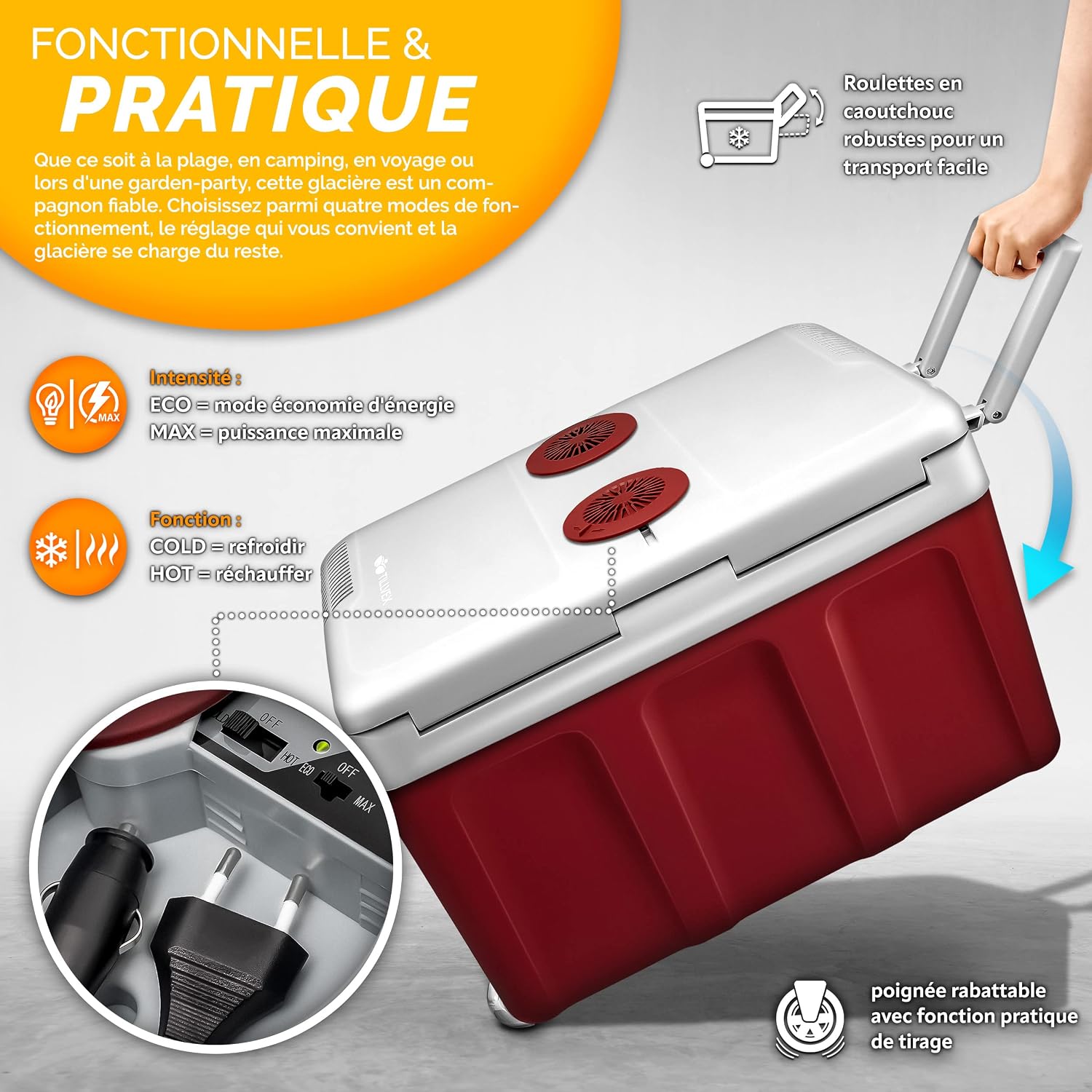 Detalle de tillvex Glacière électrique 40 l avec roulettes