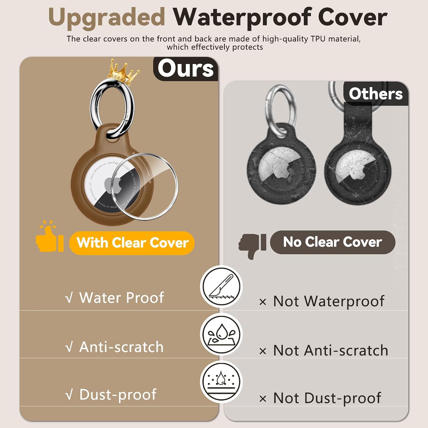 Detalle de TNSNK Wasserdichtes AirTag Holder Case mit Drehverschluss – Brown