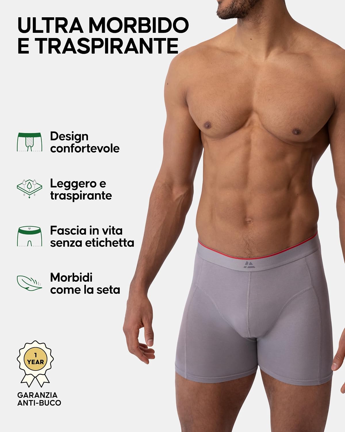 Detalle de DANISH ENDURANCE Boxer Uomo in bambù Ultra Morbido – 3 Paia, con o senza apertura frontale