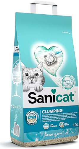 Detalle de Sanicat Clumping Cat Litter with Marseille Soap Scent, 10 L – Natural Minerals, Odour Control