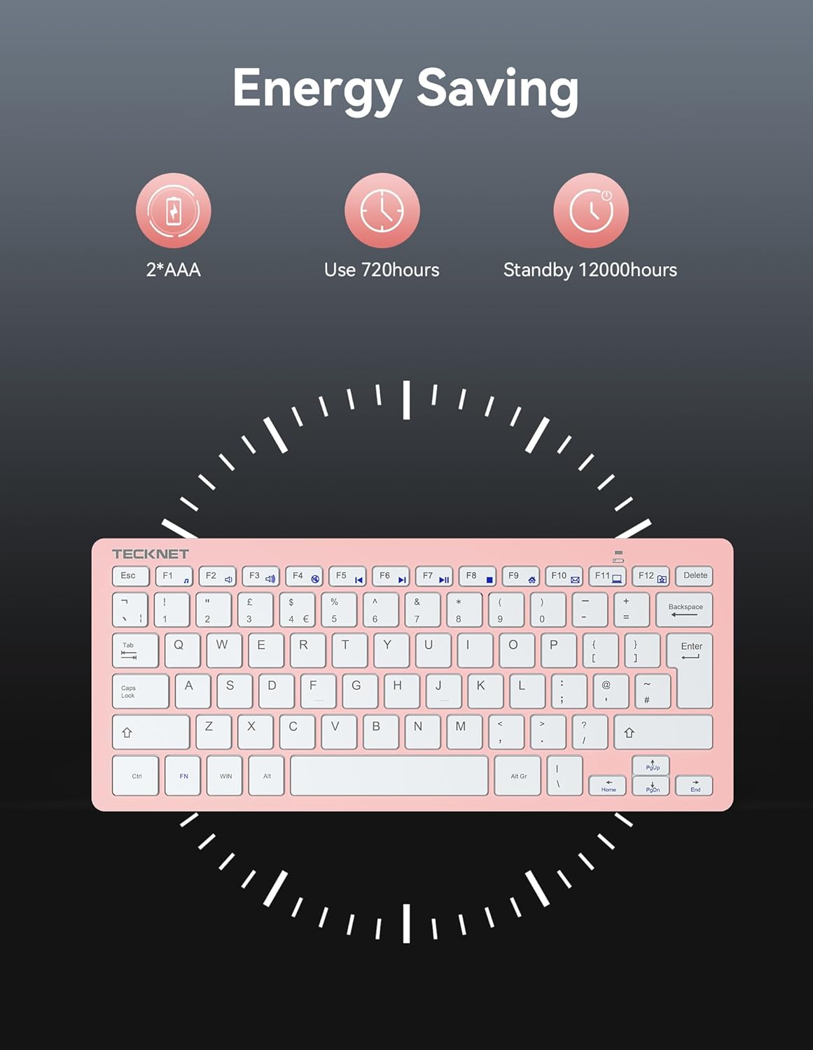 Thumbnail 1 de TECKNET 2.4G Wireless Keyboard for Windows/Chrome OS (UK Layout) – Compact, Silent and Battery-Efficient