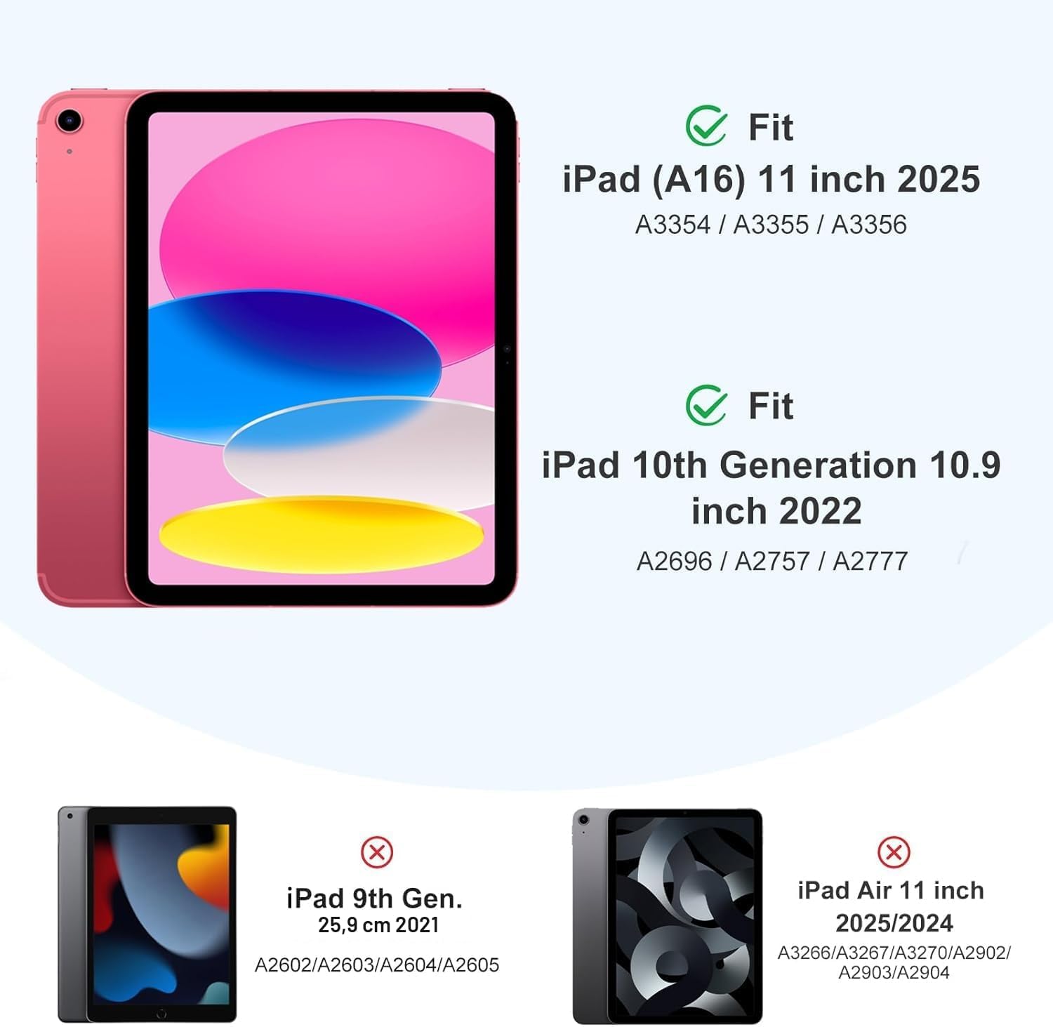 Detalle de Hülle für iPad 11. Generation (A16, 2025) & iPad 10. Generation (2022) – Hellblau mit Stifthalter, Ständer & Schlaf/Wachen