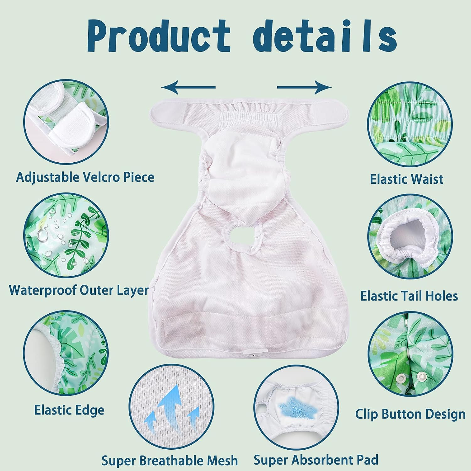 Detalle de COMSLE dog nappy 3 Pack, Large 3 diapers