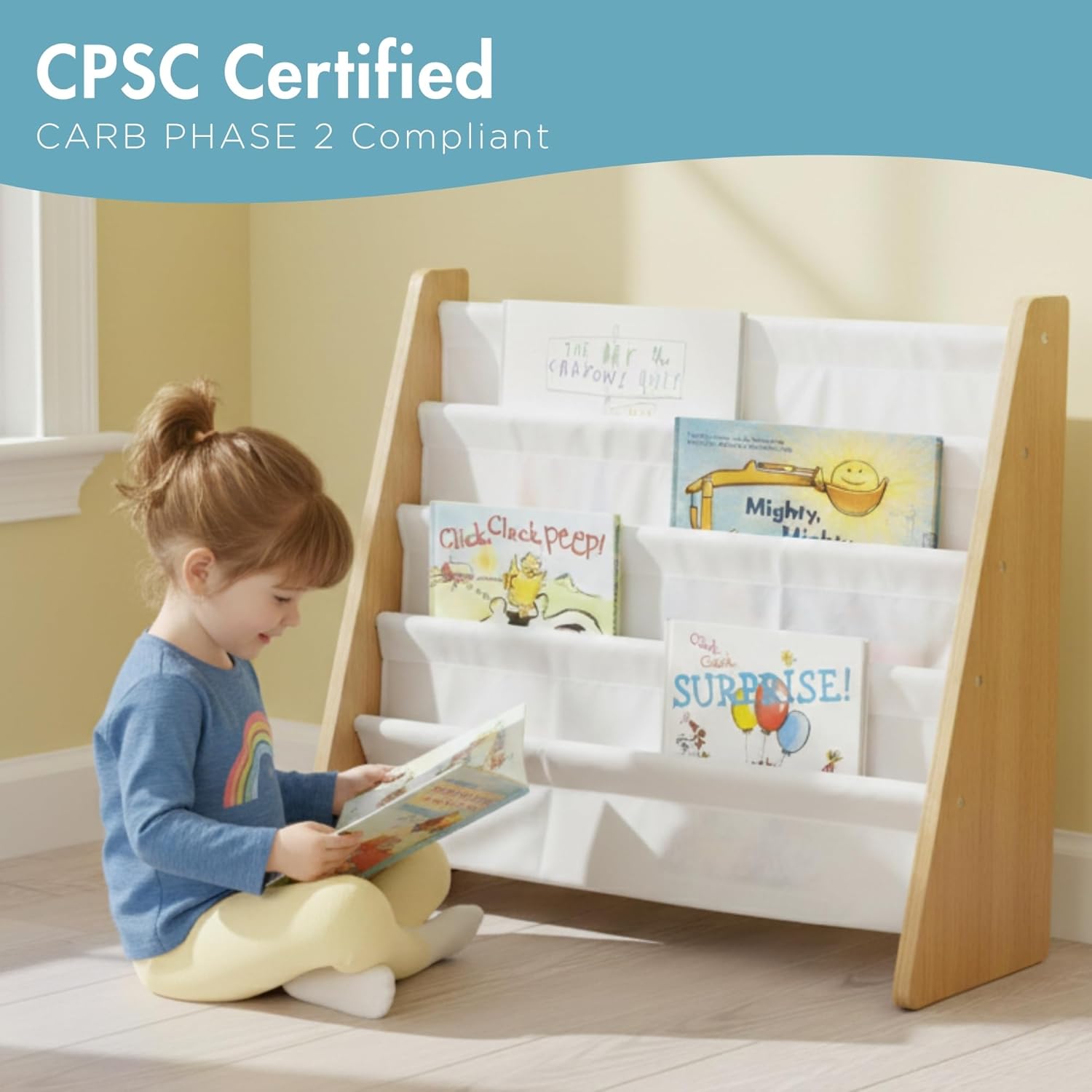 Thumbnail 4 de HumbleCrew Libreria Bambini Elegante: Scaffale 4 Ripiani in Naturale/Bianco, 63x28x60 cm