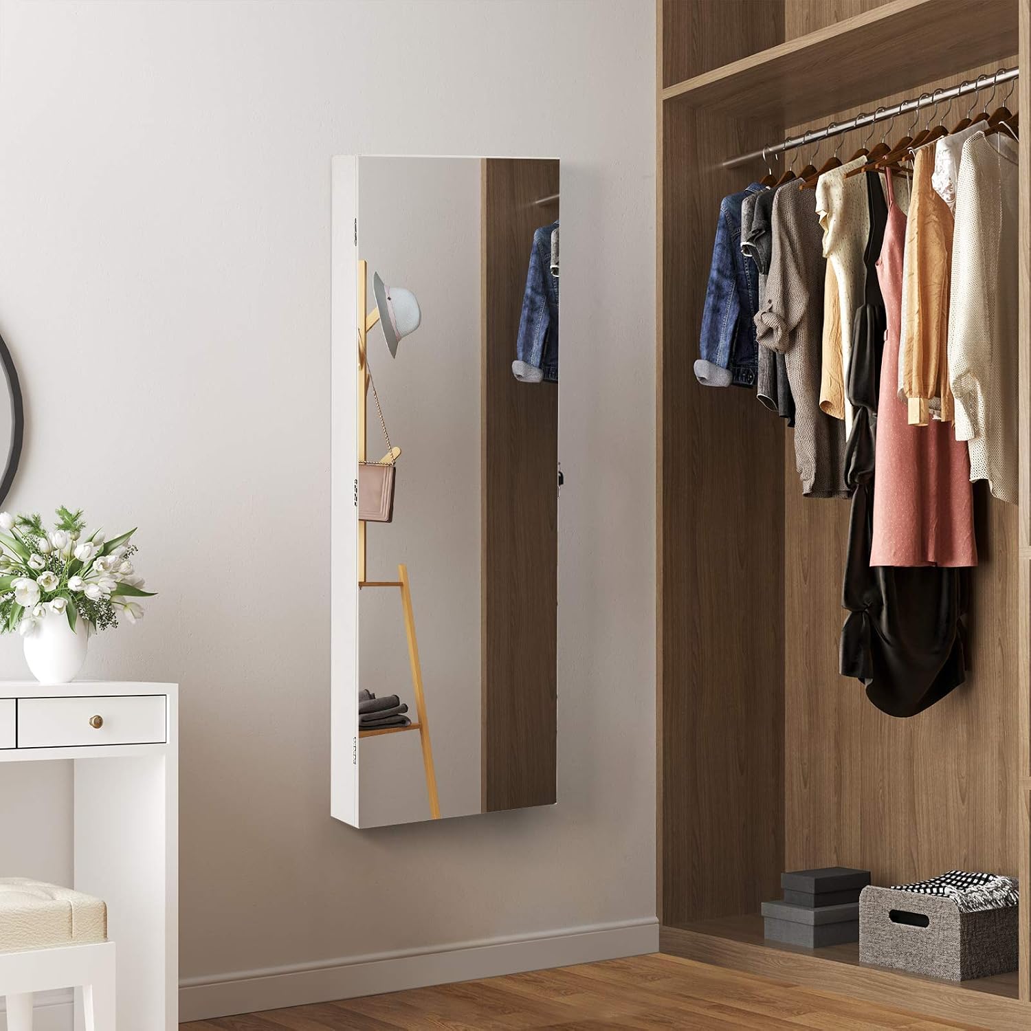 Detalle 2 de SONGMICS JBC63WV1 organizer gioielli con specchio