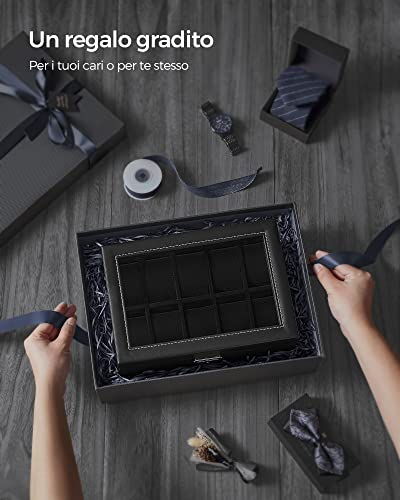 Thumbnail 6 de SONGMICS Porta Orologi JWB020B01: Scatola a 2 Livelli con Copertura in Vetro e Serratura
