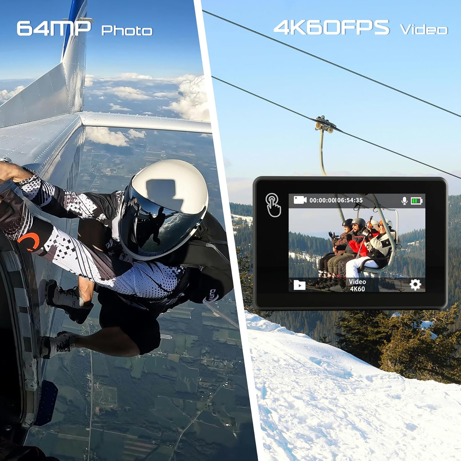 Thumbnail 1 de Apexcam M80pro Action Cam mit 64 GB Karte, 4K60FPS, WLAN, wasserdicht bis 40 m & Zubehör-Set