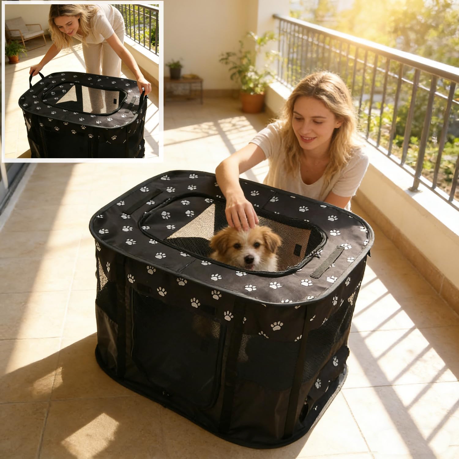 Thumbnail 5 de Floving Tragbares Hundehaus 90x70x60cm