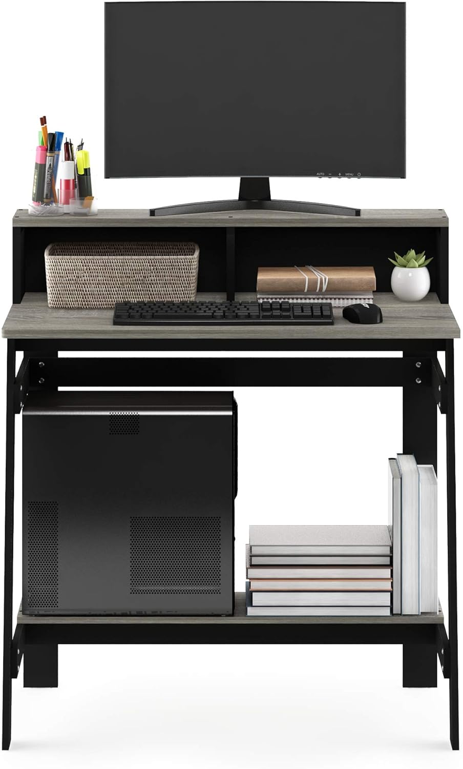 Detalle de Furinno Simplistic A-Frame computer desk in Black & French Oak