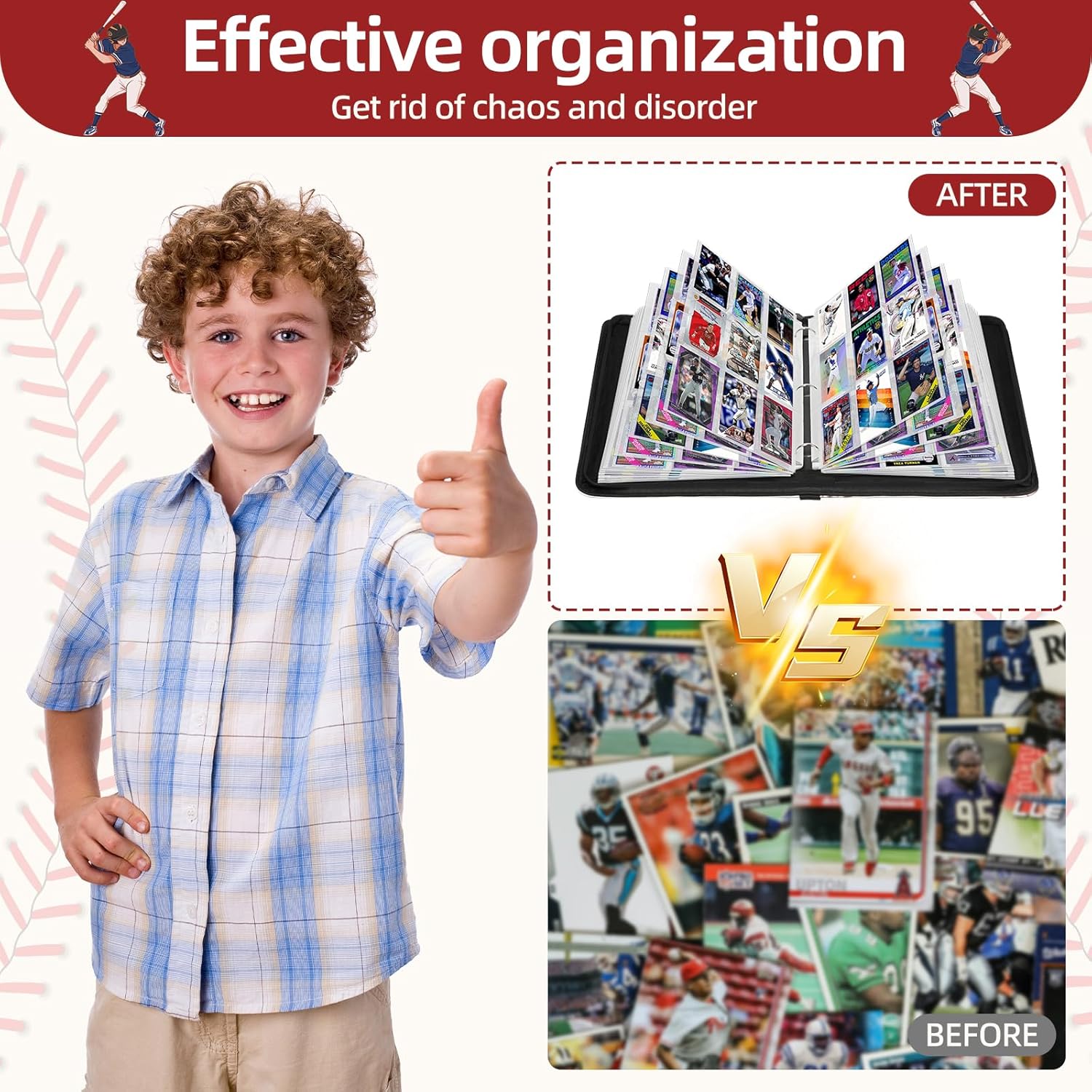 Thumbnail 6 de 1080 Pockets Baseball Card Binder 9 Pocket with 60 Removable Sleeves