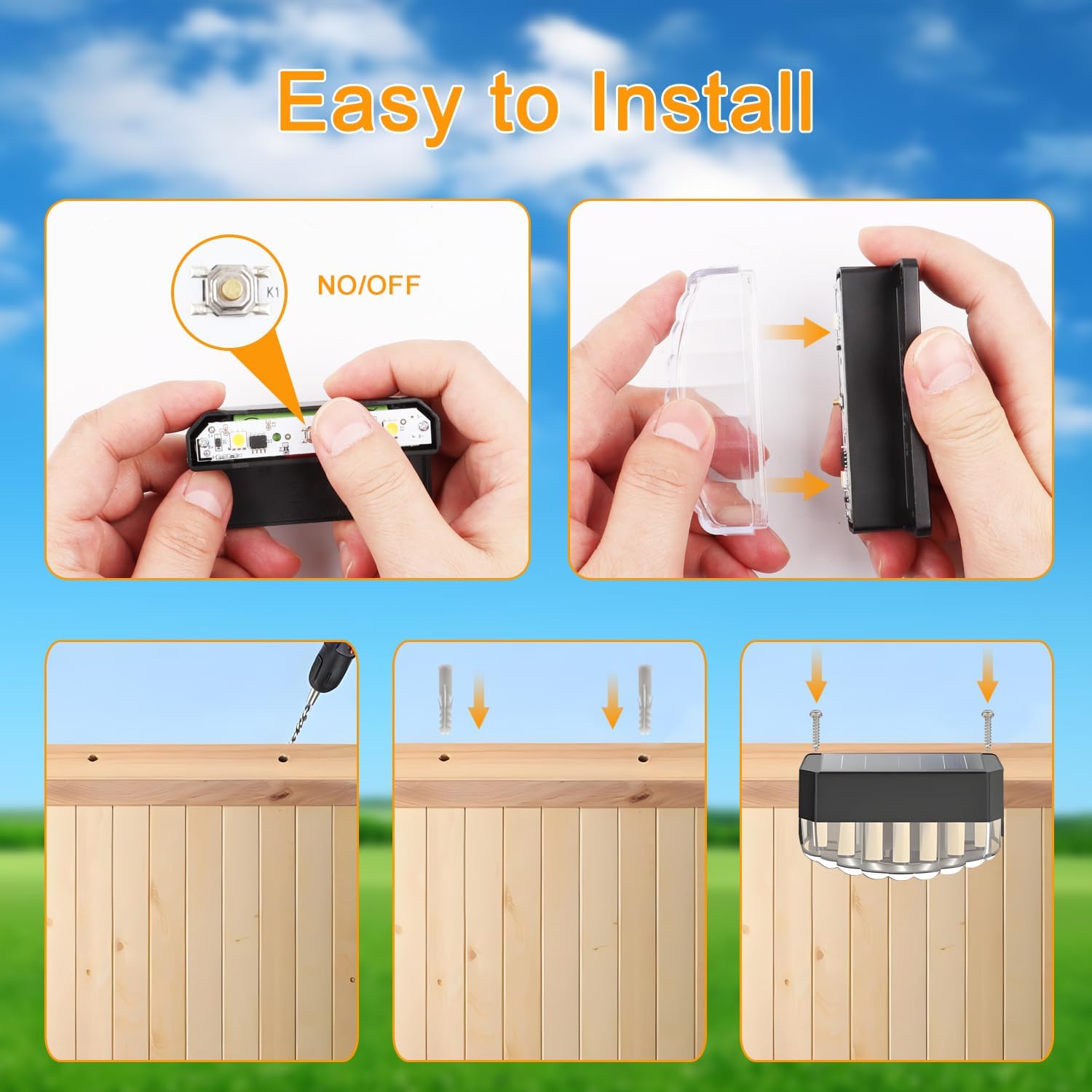 Thumbnail 3 de ONSTUY Luci Solari per Esterni (6 pezzi) – Luce da Recinzione IP65, Bianca Calda, Installazione Semplice