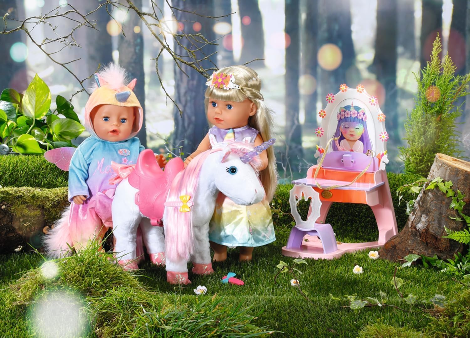 Detalle de BABY born Einhorn Feen Outfit – buntes Puppenkostüm mit Flügeln für ca. 43 cm Puppen
