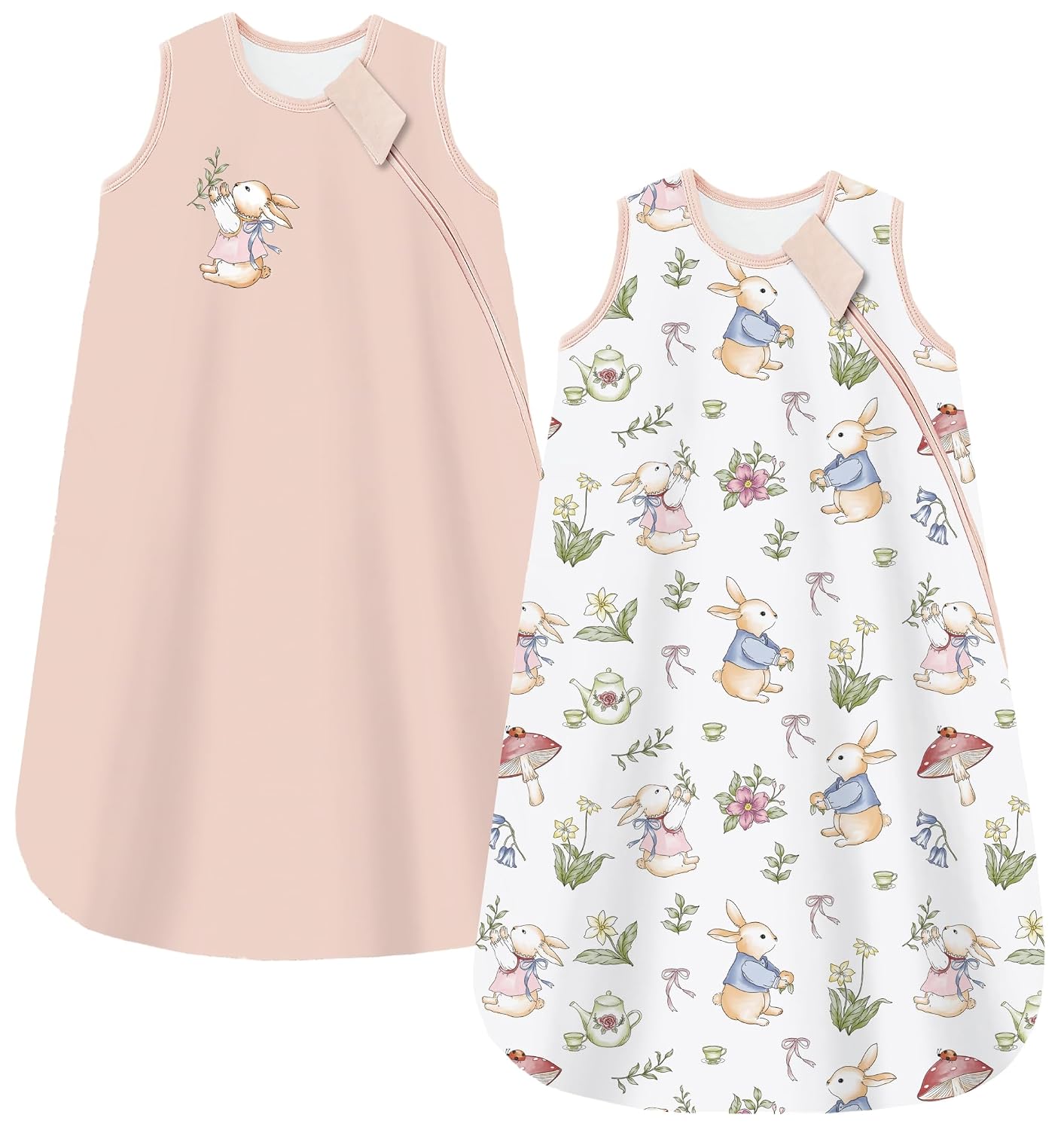 Detalle de Chilsuessy Baby Schlafsack 1.5 Tog im 2er Pack aus 100% Baumwolle – Ganzjahres-Schlafsack (Ganzjahresschlafsack) für Neugeborene