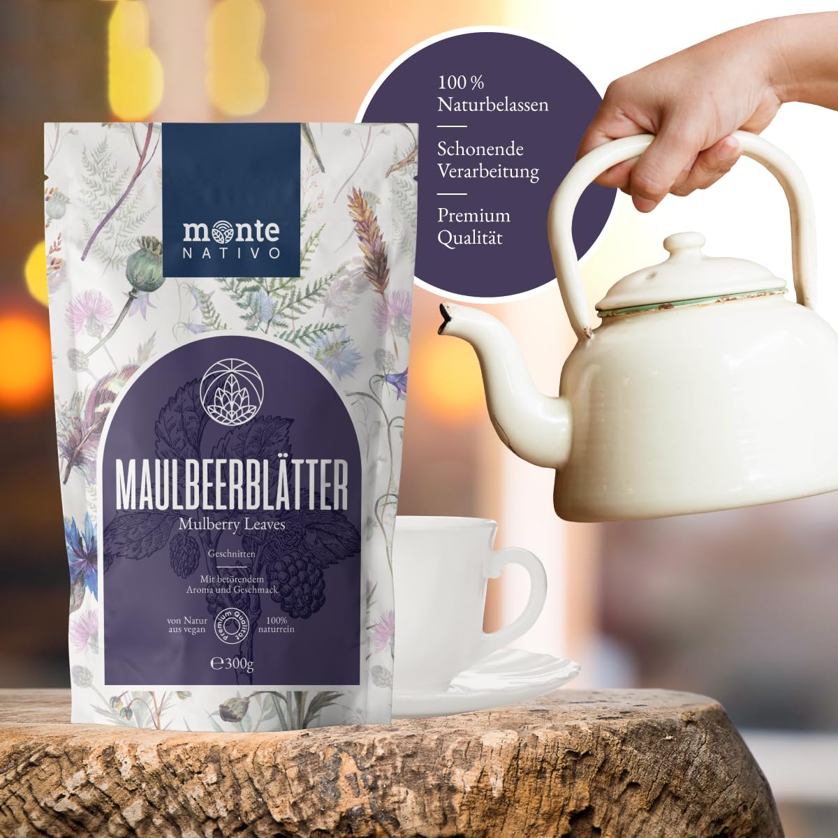 Detalle 2 de Maulbeerblätter Tee Monte Nativo (300 g) – Reiner Kräutertee aus 100% fairem Anbau