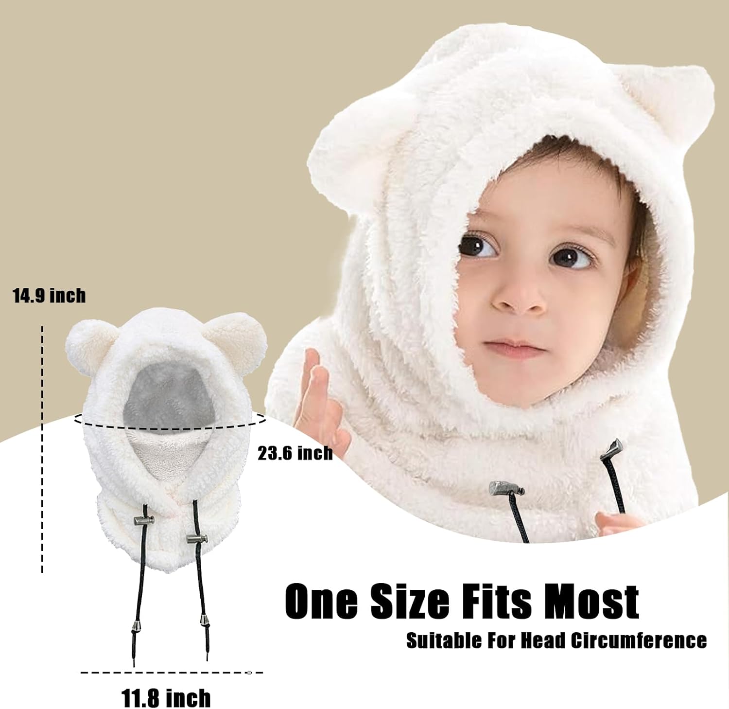 Thumbnail 3 de Crazy Bean Kids Winter Hat and Scarf 2 in 1 for Toddlers