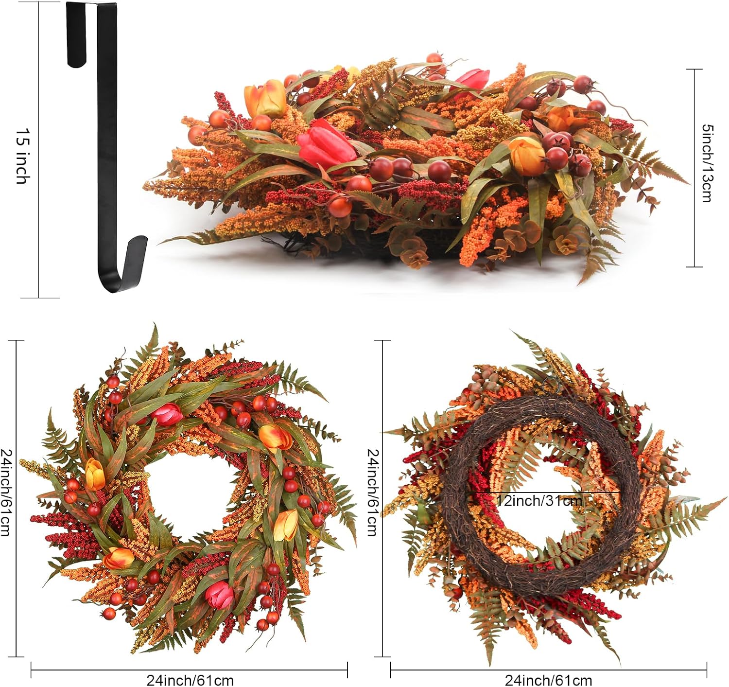 Detalle 2 de Fall Wreath, 24-Inch
