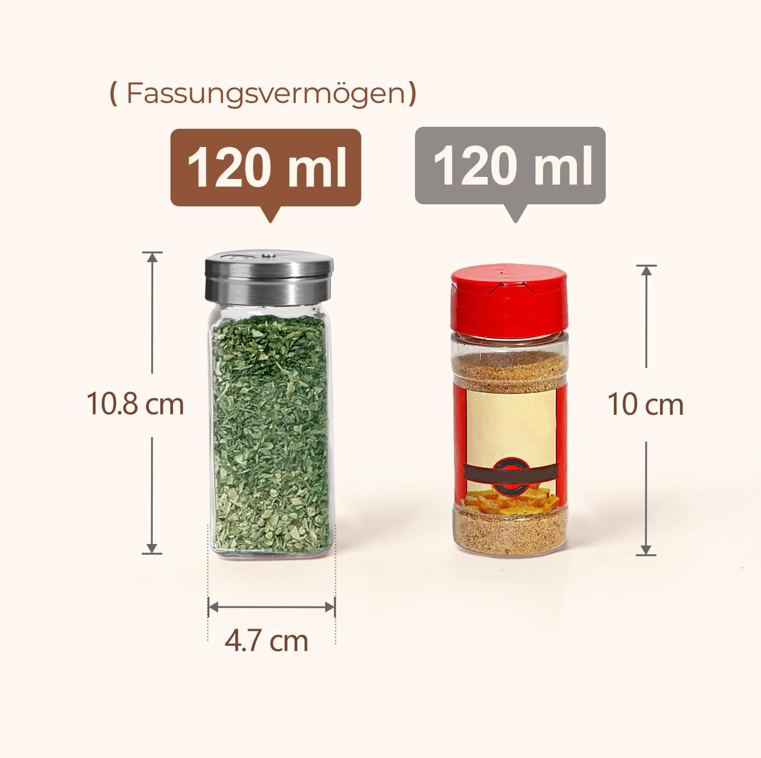 Thumbnail 1 de ComSaf Glass Spice Jars, 120 ml 6-Pack with Square Glass Jars and Screw Lids