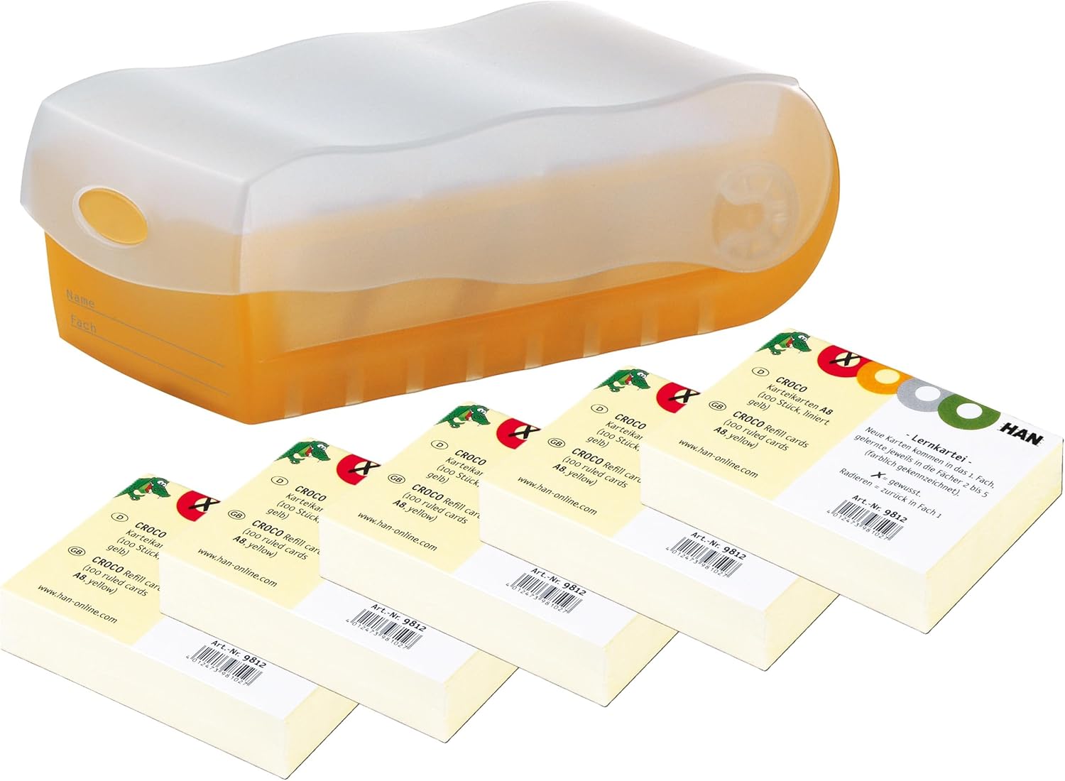 Thumbnail 6 de HAN Lernkarteibox CROCO – einfach Vokabeln lernen mit 5-Fächer-Lernsystem, DIN A7, 900 Karten, pastellrosa