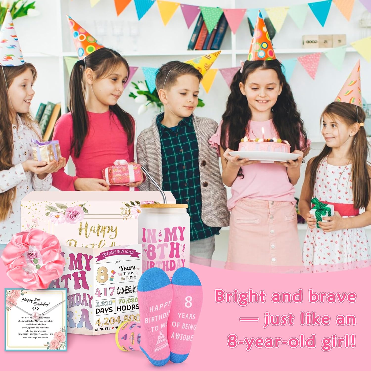 Thumbnail 6 de Frerdui 7-Year-Old Girl Birthday Gift Set with 16oz Glass Cup, Necklace & Accessories