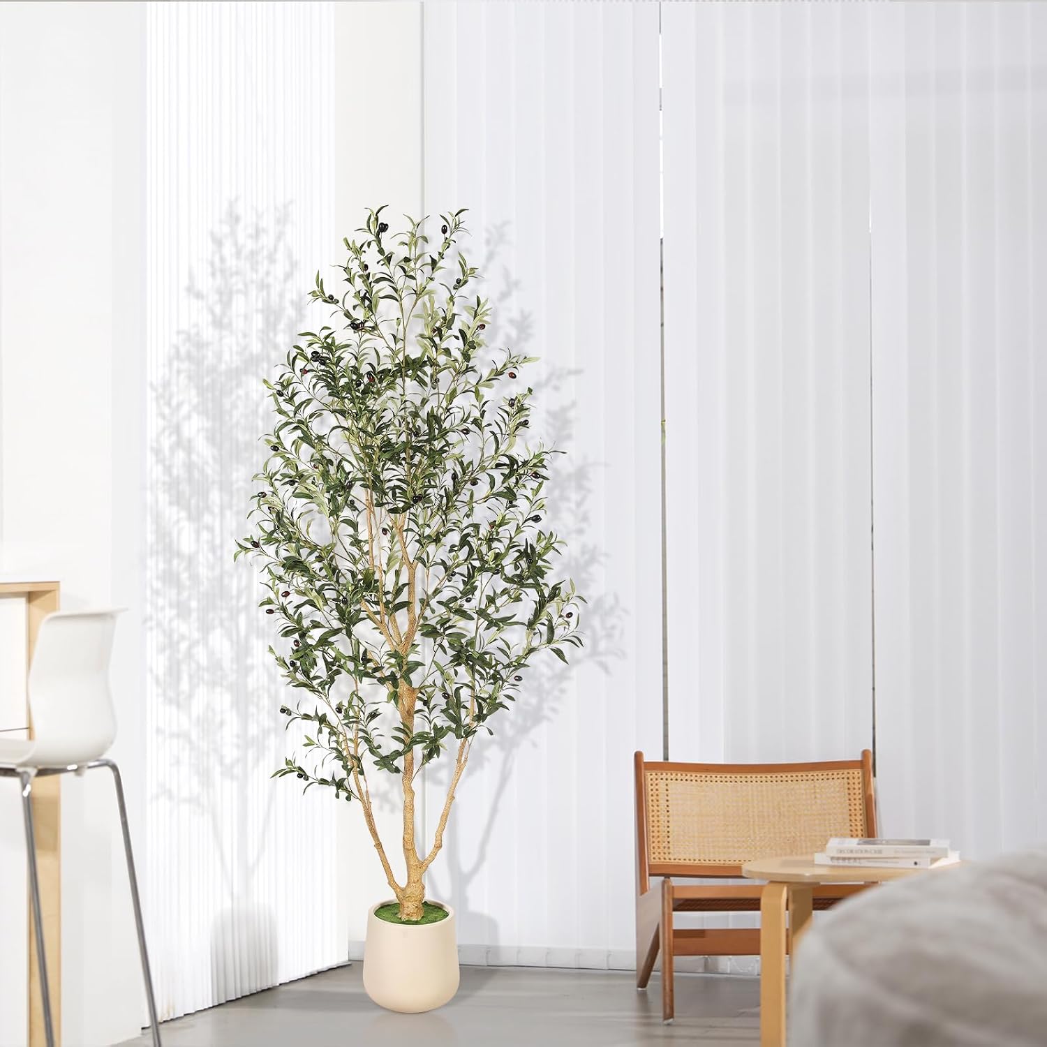 Thumbnail 6 de FEELEAD 7 ft Faux Olive Tree with Planter, Adjustable Branches and Lifelike Leaves