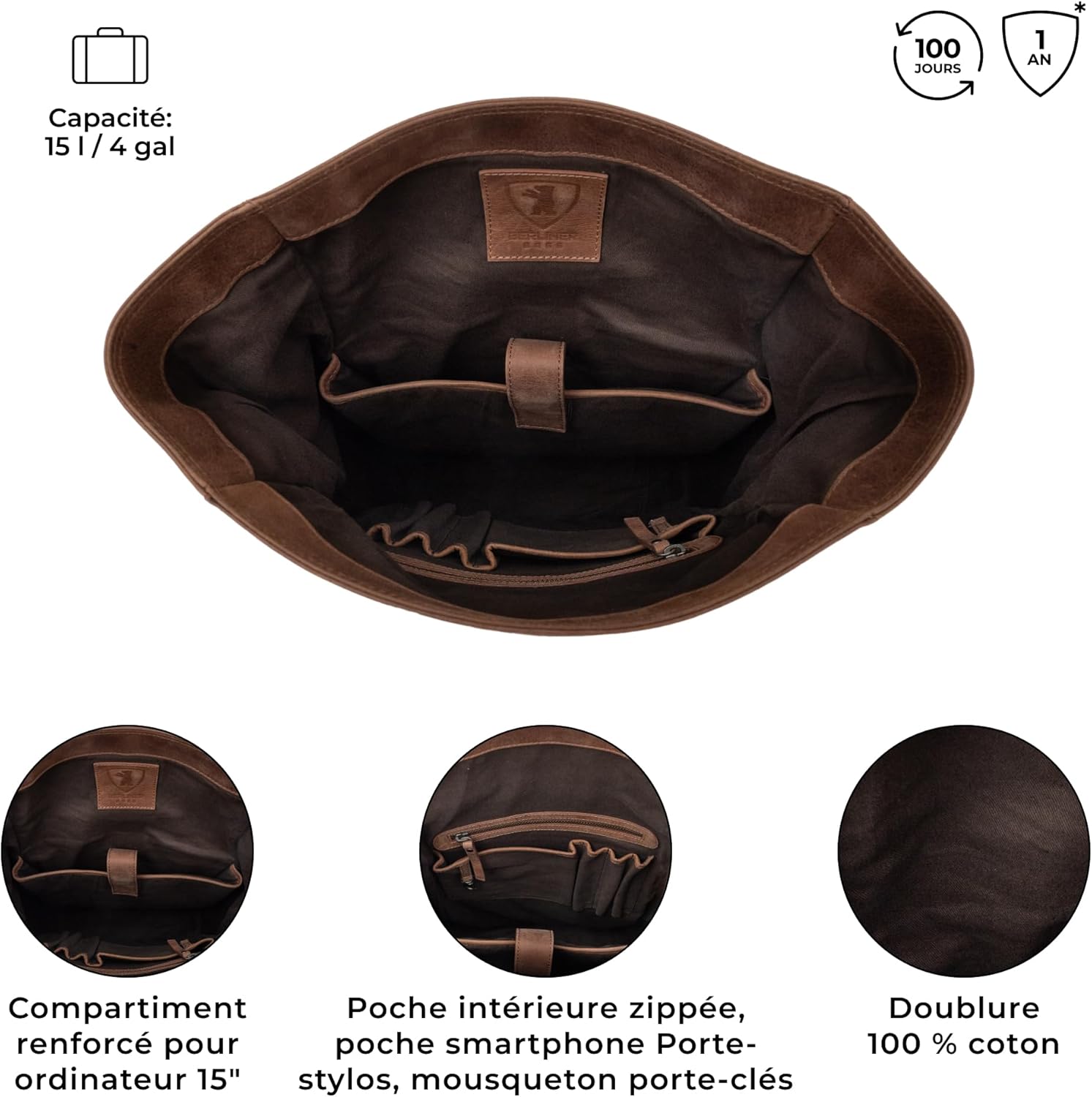 Detalle de Berliner Bags Lille sac à dos 15 pouces