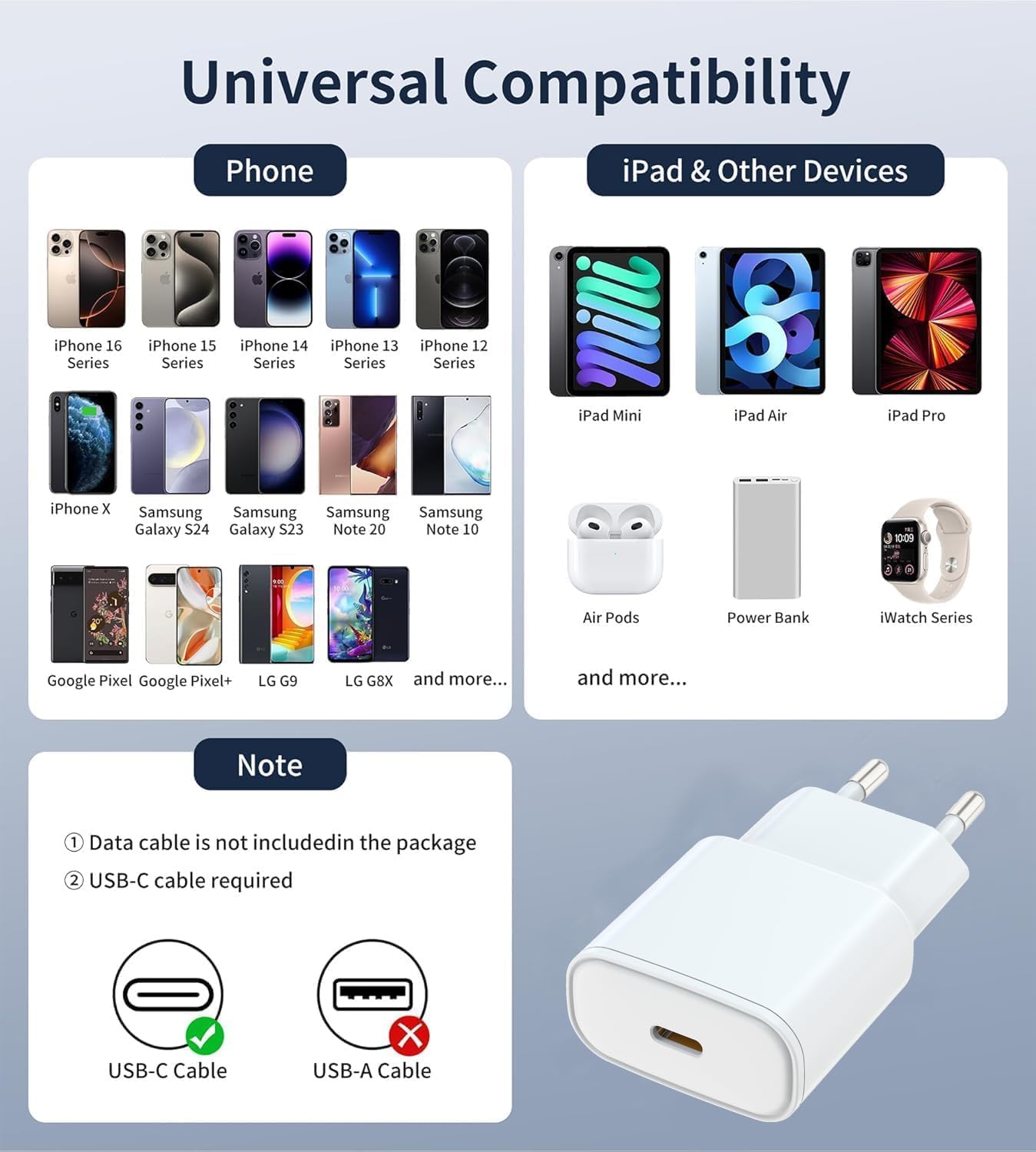 Thumbnail 3 de Chargeur USB-C 25 W avec câble 2 m pour iPhone 17/16/15 et iPad – rapidité et fiabilité