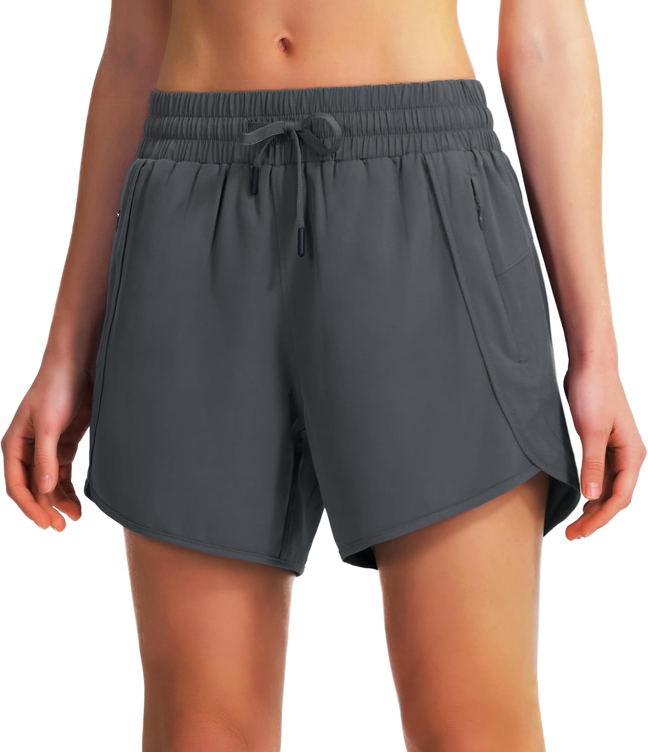 Detalle 2 de Ksmien Women's Running Shorts, 5"/7" Inseam, Quick-Dry Fabric, Zipper Pockets