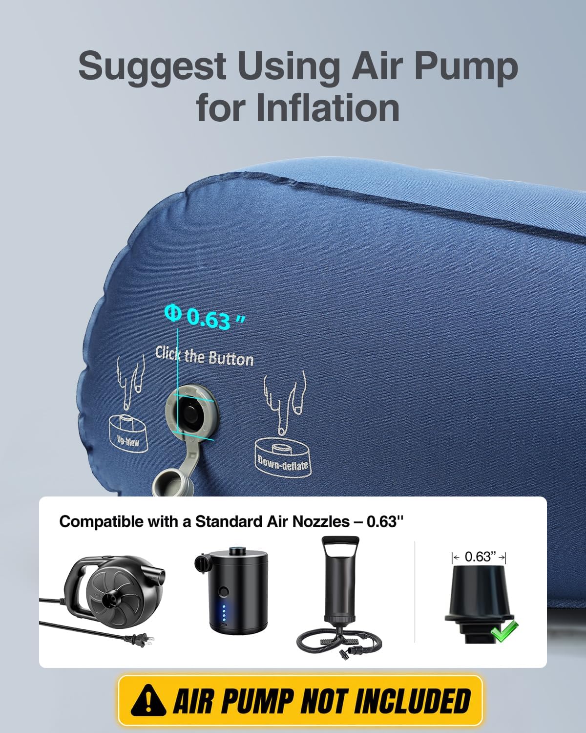 Thumbnail 1 de Luxtude Fcase451-UK Inflatable Wedge Pillow, 63.5 × 61 × 20.3 cm
