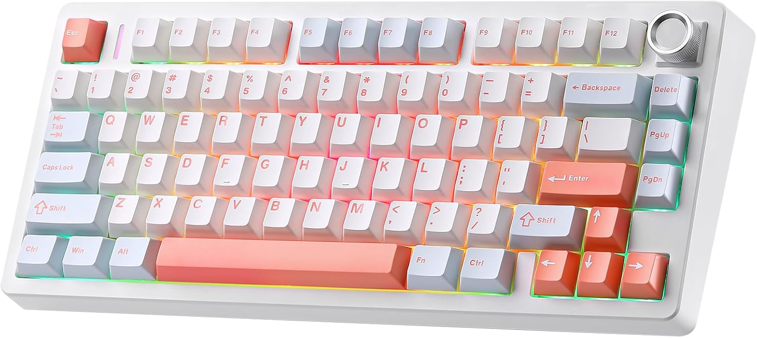 MIKIBY N75 V2 Mechanical Keyboard — 75% Layout with Knob, Tri-Mode Wireless & Gasket Design