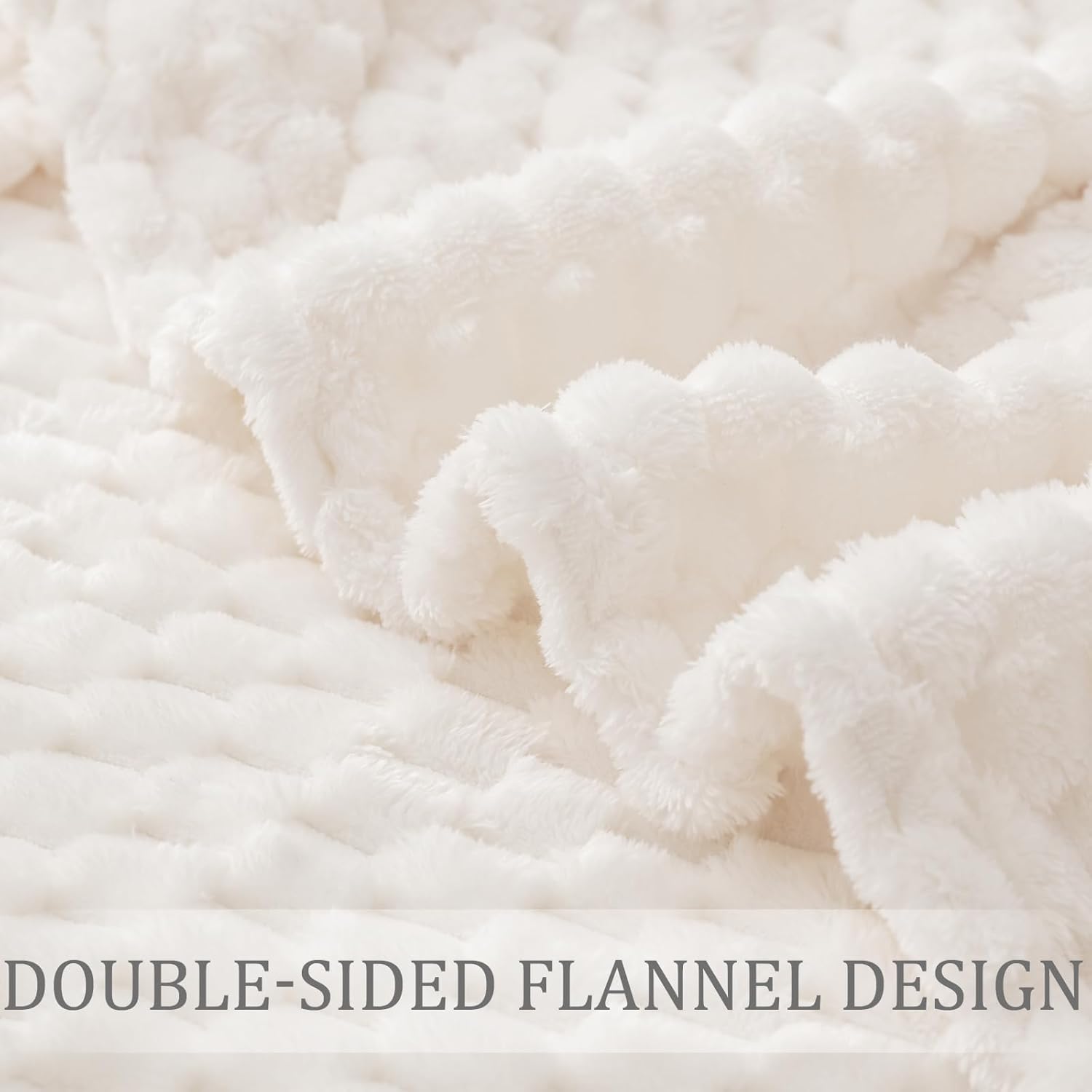Thumbnail 4 de Exclusivo Mezcla fleece throw blanket for couch (extra large, fuzzy ivory, 50x70 inches)