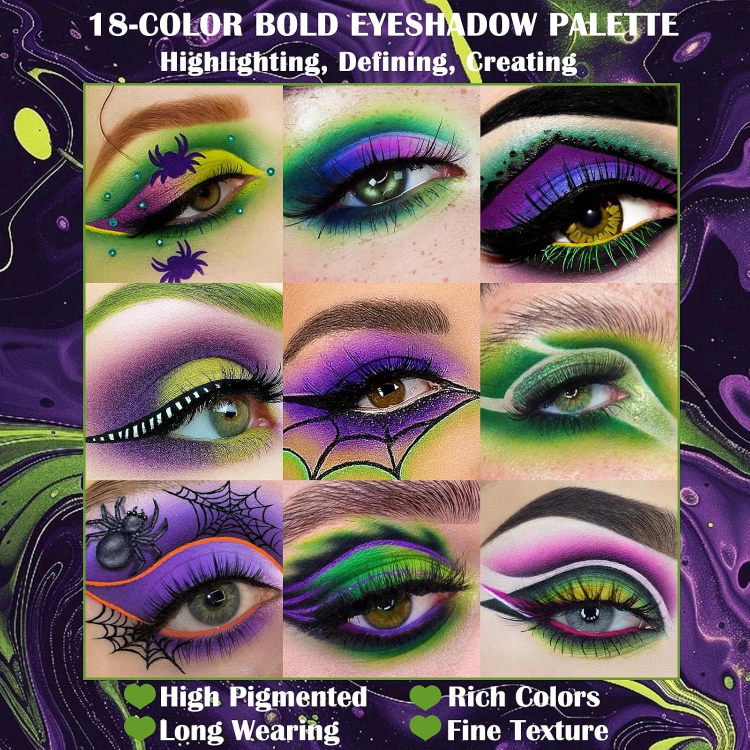 Thumbnail 3 de UCANBE PM005_02 Green Purple Goth Eyeshadow Palette, 18 Colors