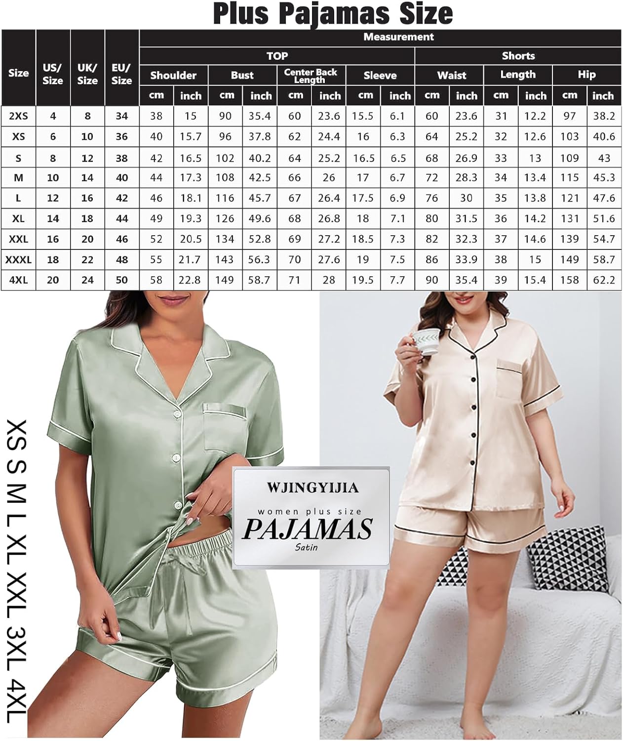 Thumbnail 1 de WJing Yi Jia 4Pcs Women's Satin Silky Pajama Set with Floral Pattern