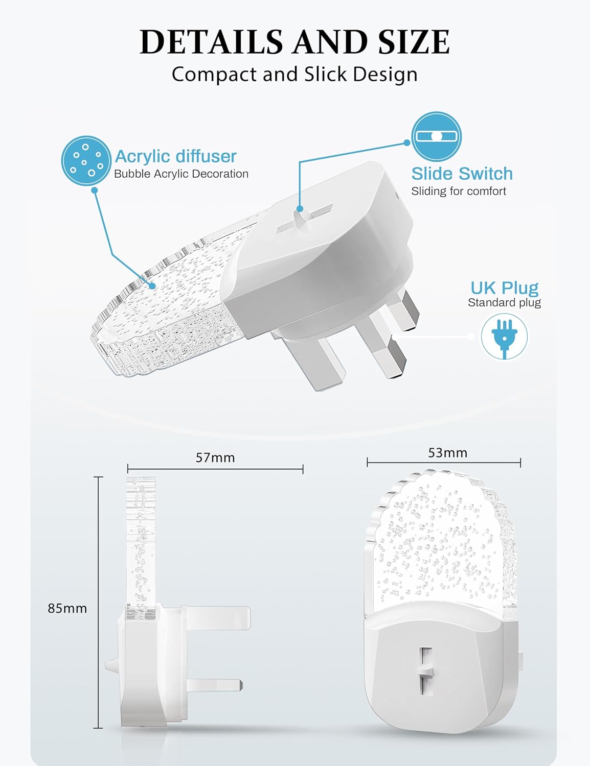 Thumbnail 4 de Emeritpro Plug-in Night Light with Dusk to Dawn Sensor and Adjustable Brightness (Warm White, 1 Pack)
