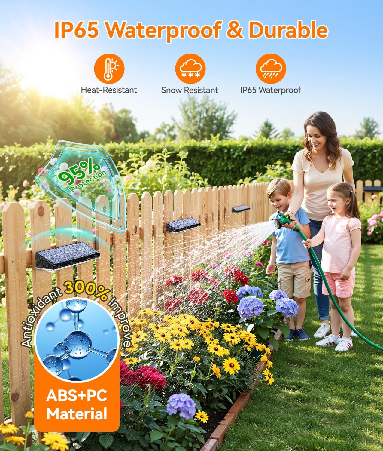 Thumbnail 4 de GEARLITE Solar Fence Lights 4-Pack with 5 Convex Lenses (9 Colours, 10 Modes)